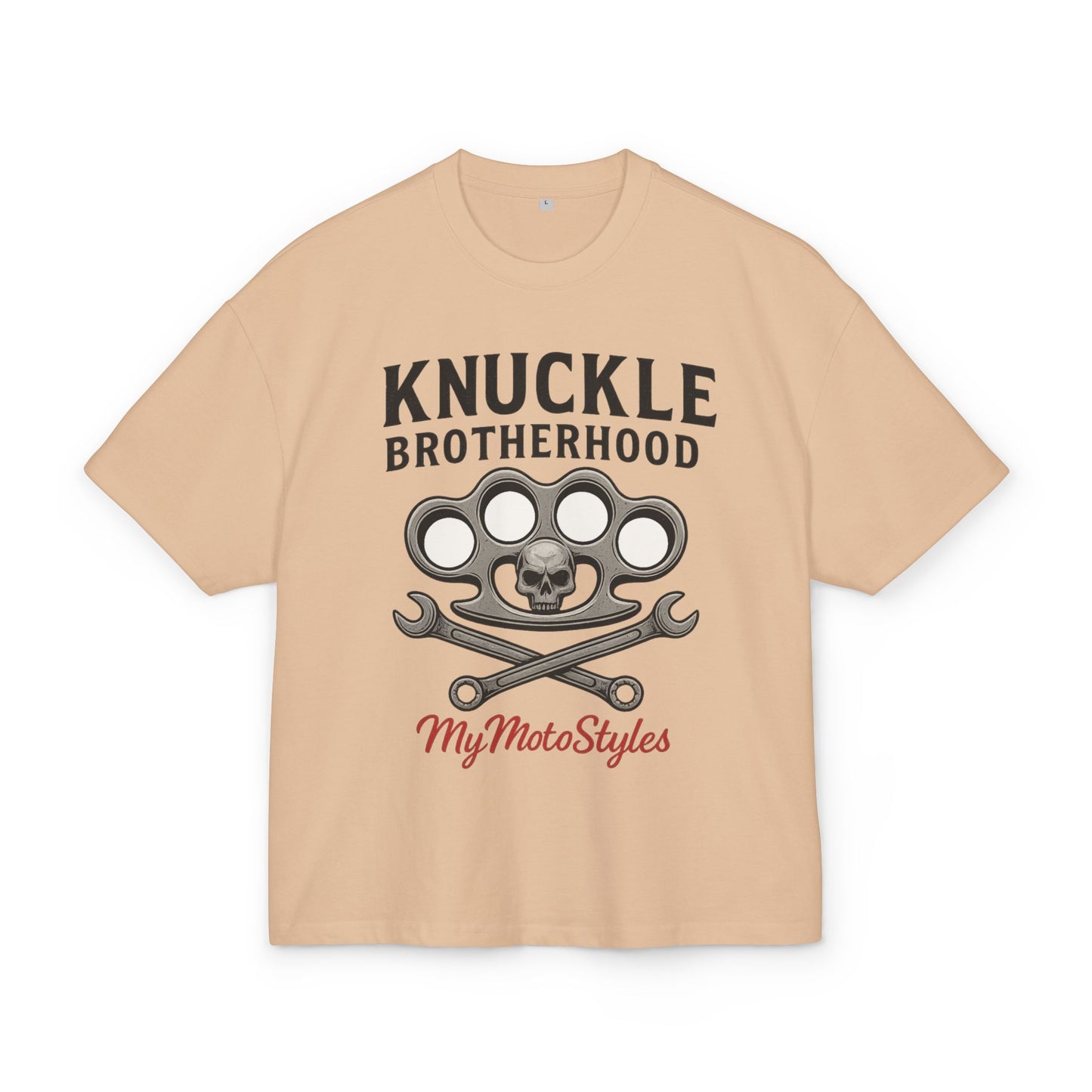 Knuckle Brotherhood - Oversized Biker Heavy Cotton T-Shirt - Unisex Motorcycle Style