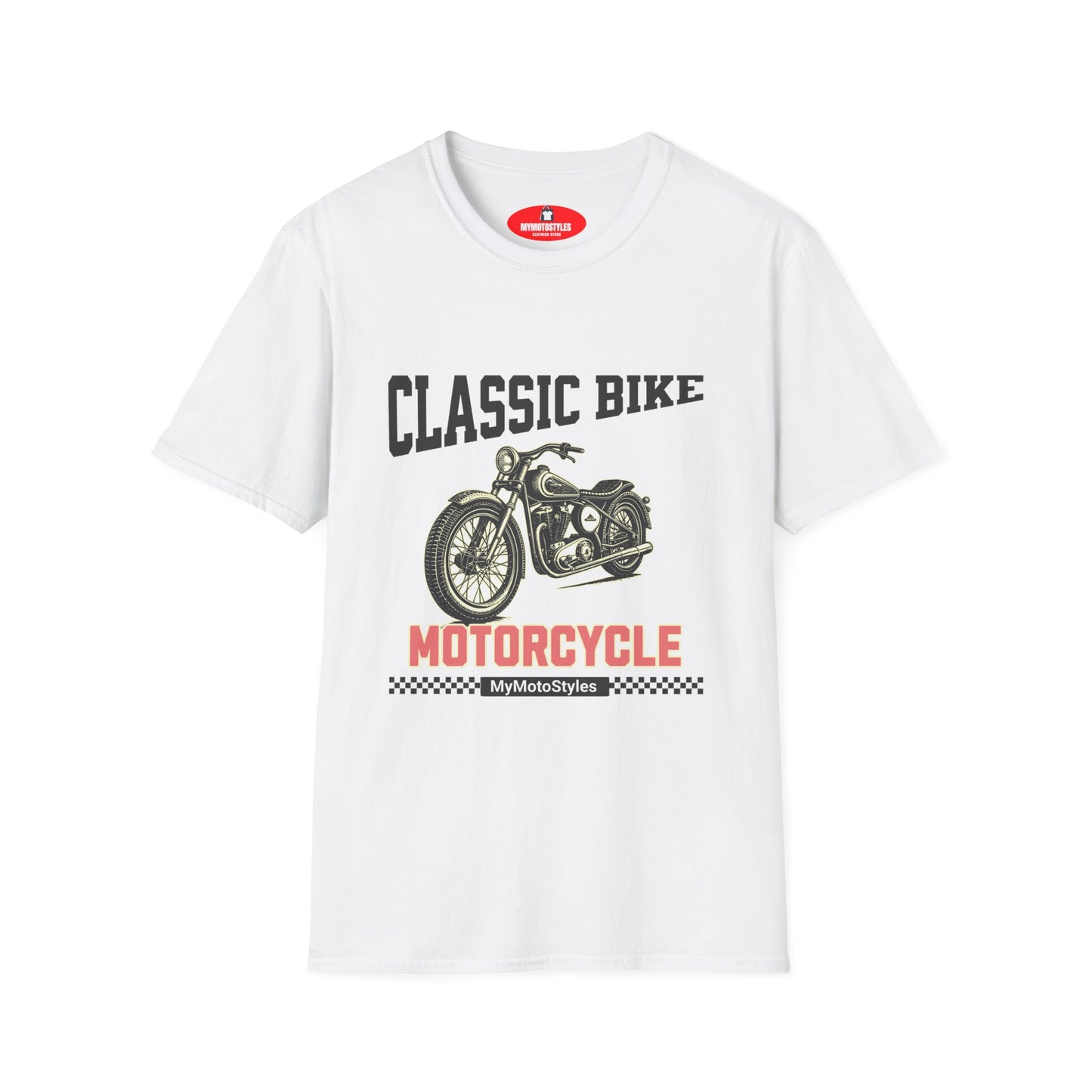 Men's T-Shirt White, Motorcycle, Men's T-Shirt, Classic Bike, Motorcycle, Vintage Design, Gift Biker