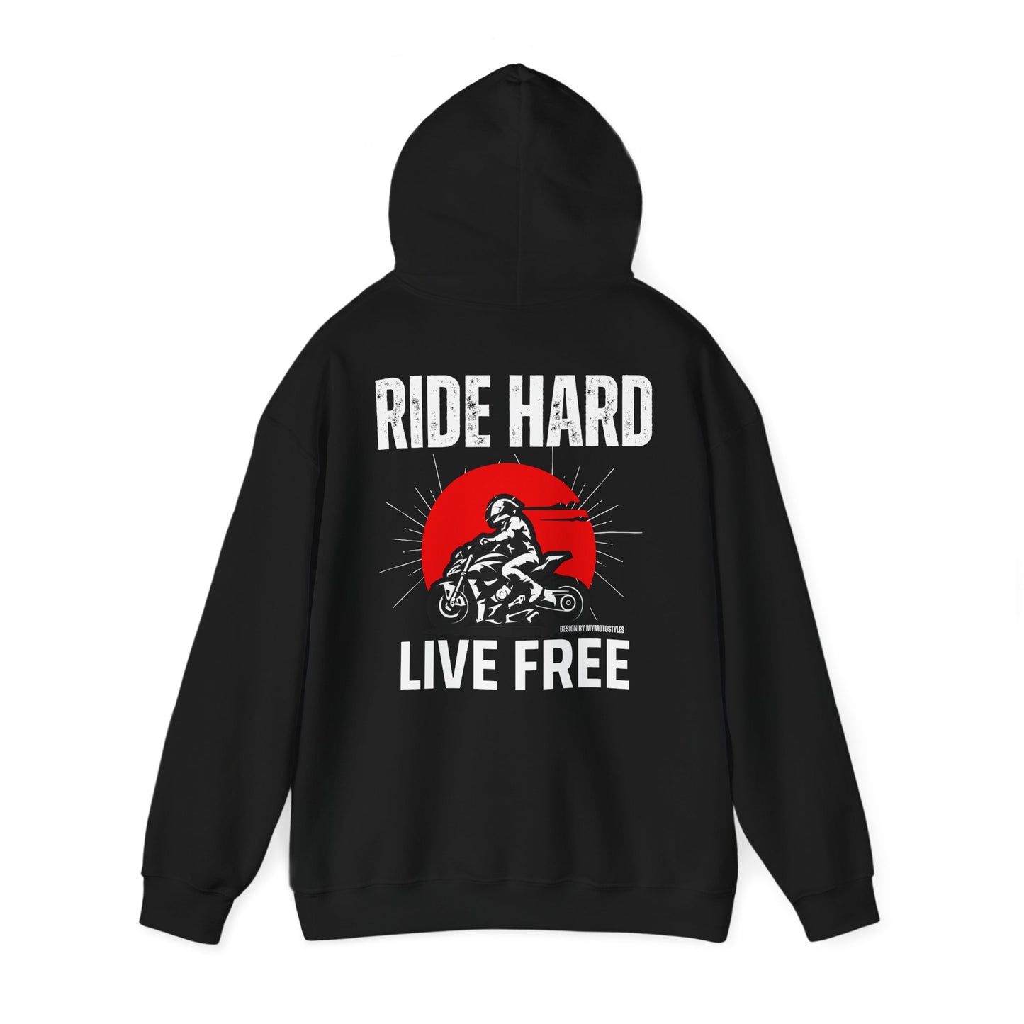 Biker Hoodie - Ride Hard Live Free - Design Hoodie for Motorcycle Fans - Men's Hoodie - Sweatshirt