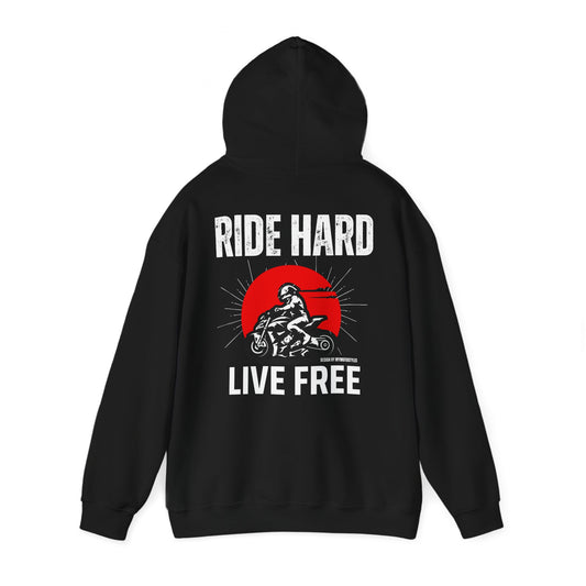 Biker Hoodie - Ride Hard Live Free - Design Hoodie für Motorradfans - Herren Kapuzenpullover - Sweatshirt