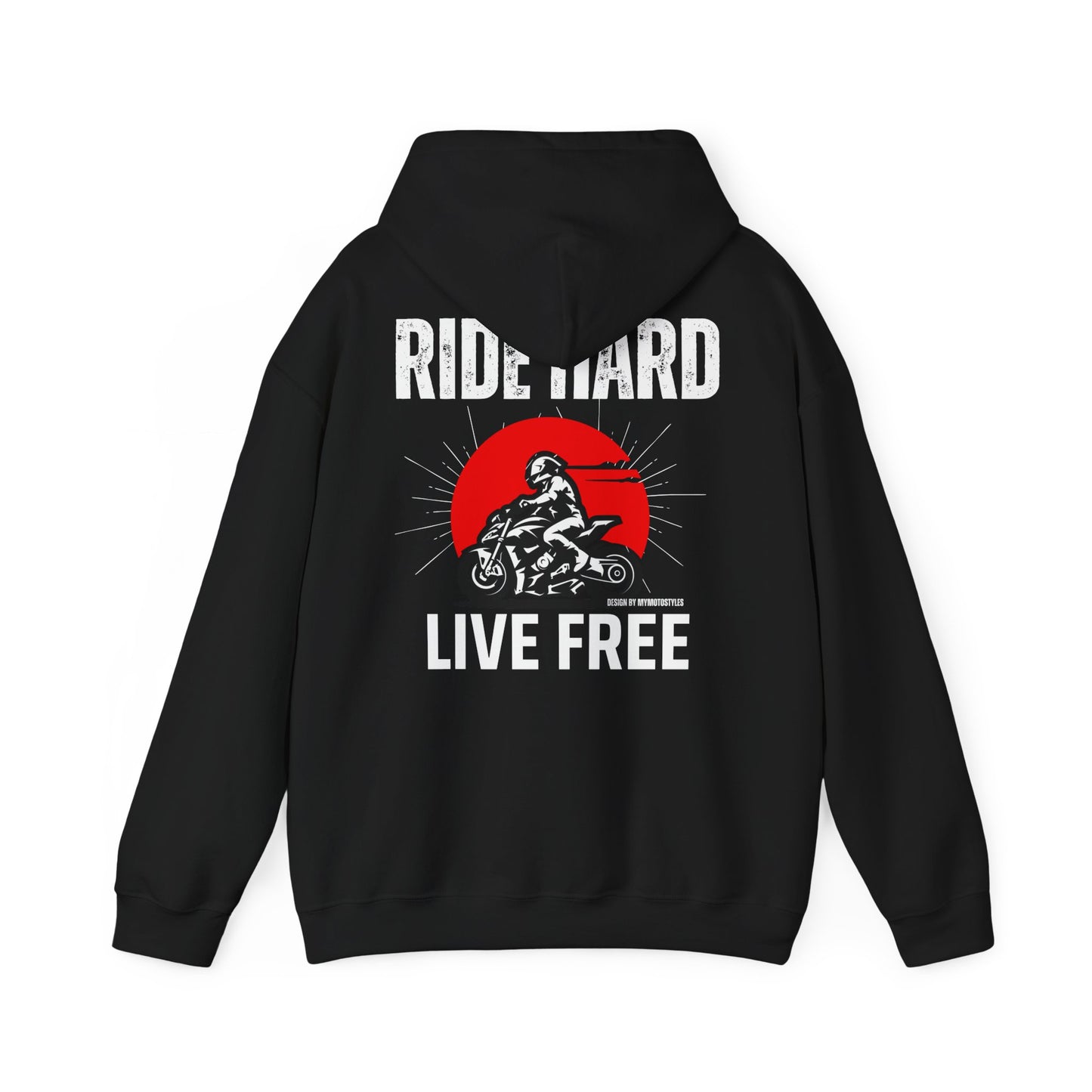Biker Hoodie - Ride Hard Live Free - Design Hoodie for Motorcycle Fans - Men's Hoodie - Sweatshirt