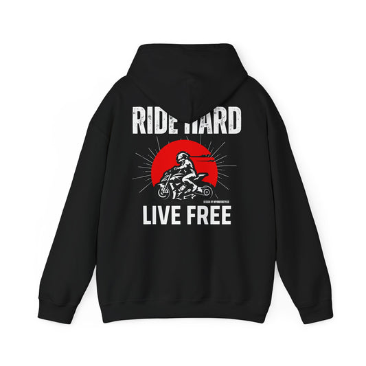 Biker Hoodie - Ride Hard Live Free - Design Hoodie für Motorradfans - Herren Kapuzenpullover - Sweatshirt