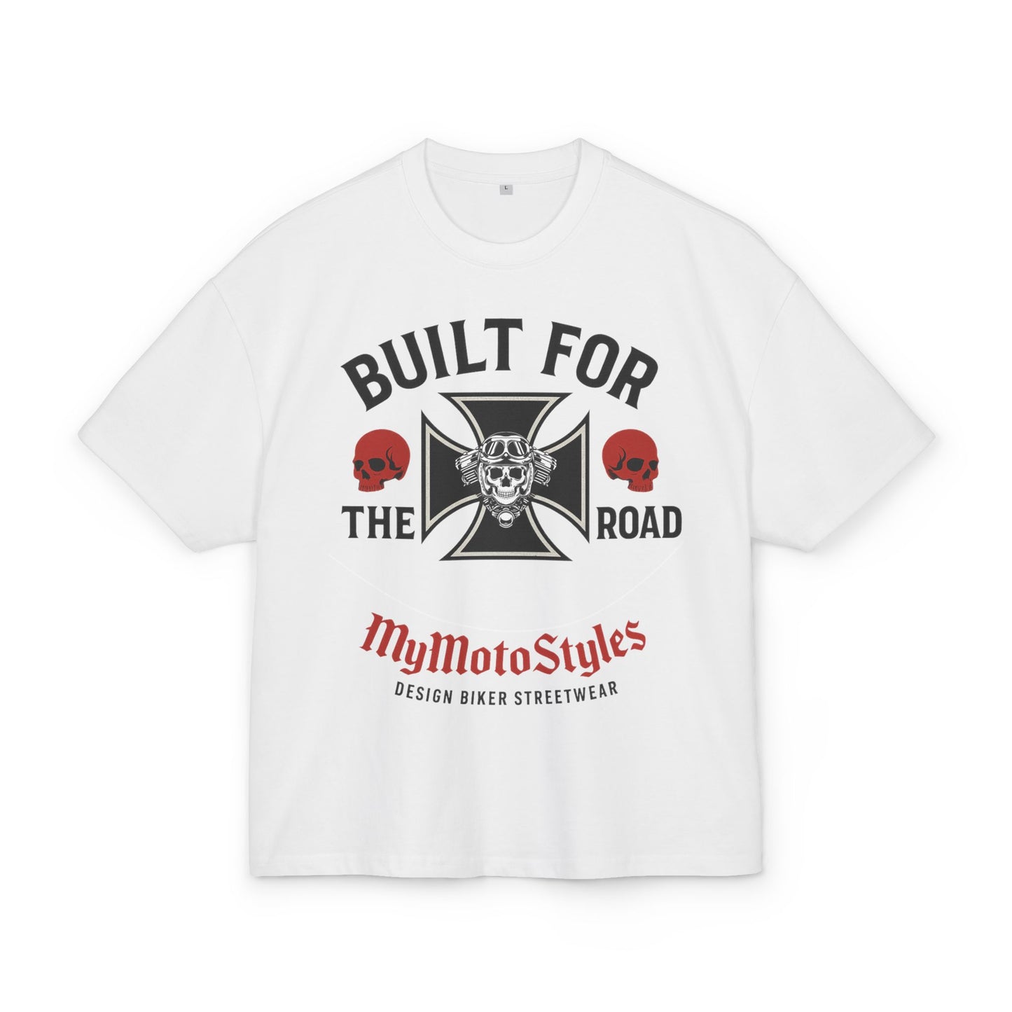 Biker Oversized Unisex T-Shirt - 'Built for the Road Skull' - Design MyMotoStyles