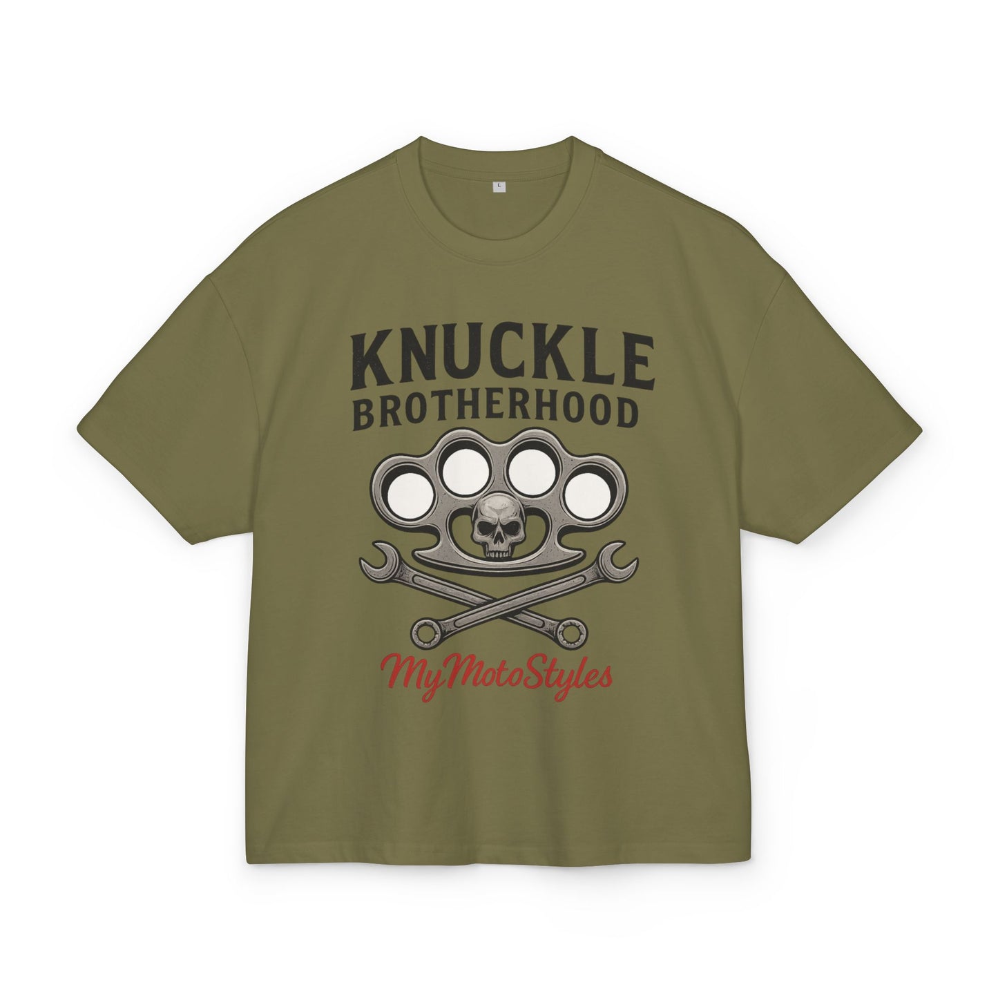 Knuckle Brotherhood - Oversized Biker Heavy Cotton T-Shirt - Unisex Motorcycle Style