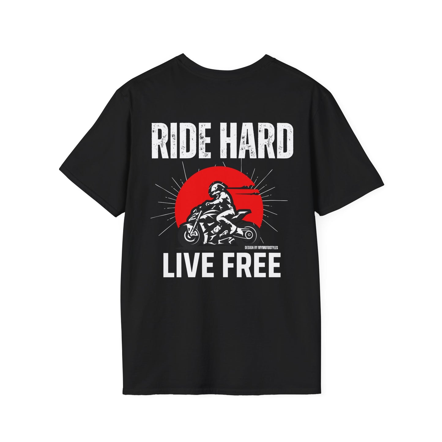 Ride Hard Live Free - T-shirt motard - Imprimé au dos - Motif au dos - T-shirt design