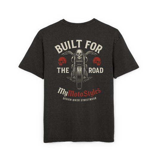 Biker Herren Oversized T-Shirt - Back Print Shirt – Built for the Road - Vintage Style - Top Design von MyMotoStyles