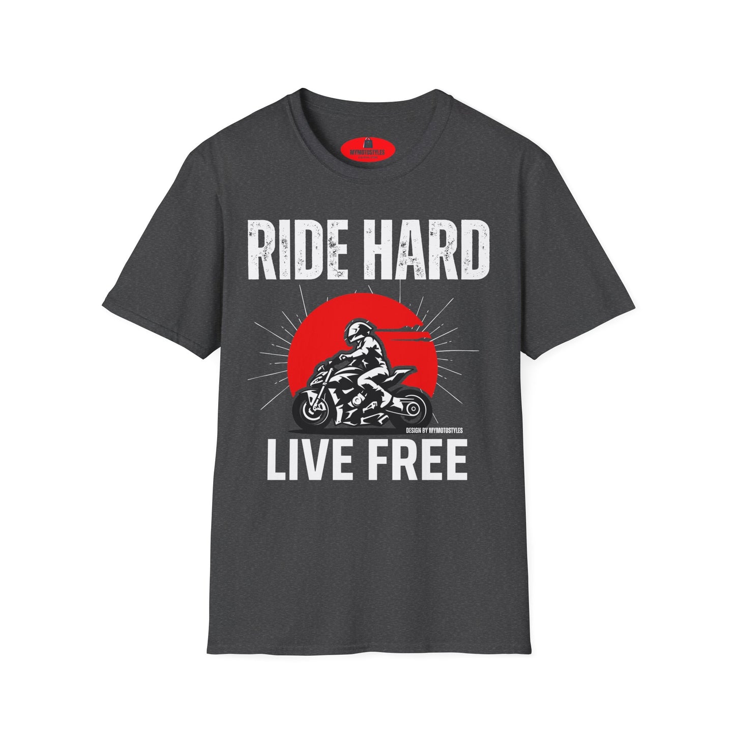 Ride Hard Live Free Men's T-Shirt for Motorcycle Enthusiasts, Bikers