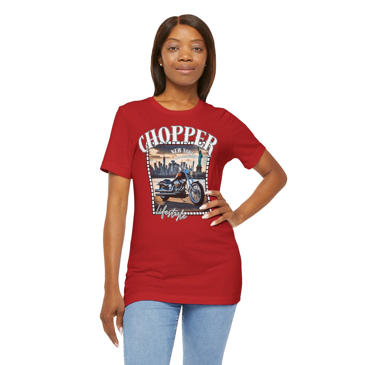T-shirt Chopper Biker - Design New York cool - T-shirt femme - T-shirt motard stylé par MyMotoStyles