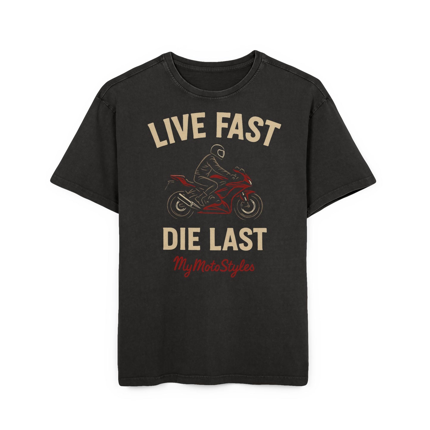 Biker Aced Washed Oversize T-Shirt - Design by MyMotoStyles