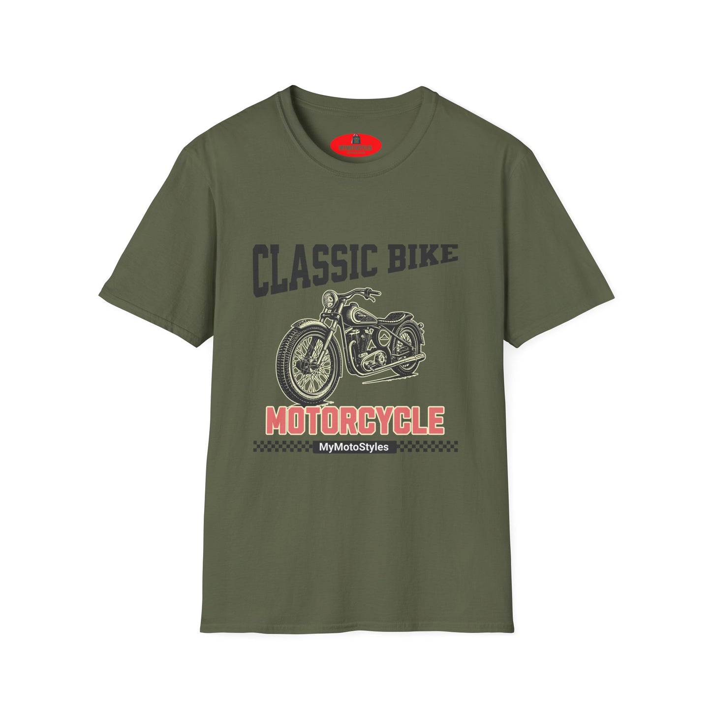 Men's T-Shirt White, Motorcycle, Men's T-Shirt, Classic Bike, Motorcycle, Vintage Design, Gift Biker