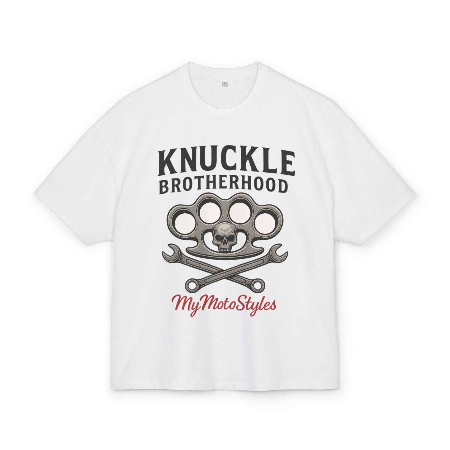 Knuckle Brotherhood - Oversized Biker Heavy Cotton T-Shirt - Unisex Motorcycle Style