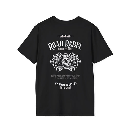 T-shirt motard - T-shirt homme Road Rebel - Imprimé dos - T-shirt moto - Idée cadeau
