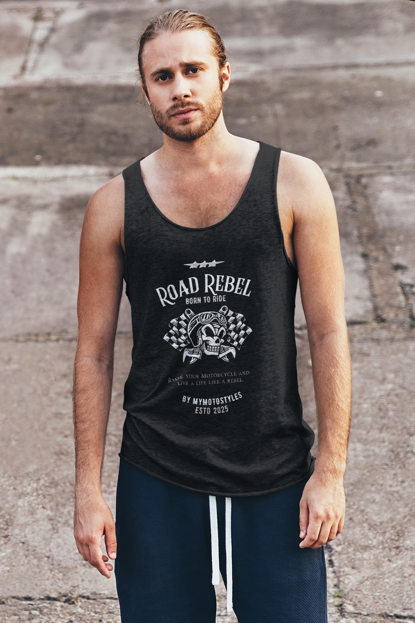 Road Rebel Biker Tank Top - Men's Undershirt - Biker Shirt