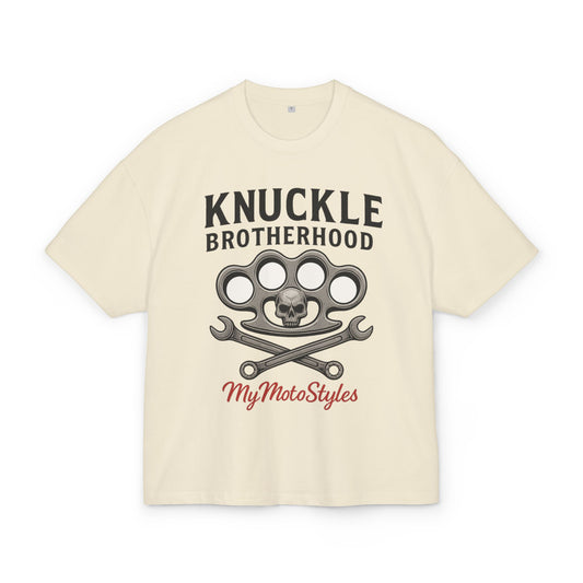 Knuckle Brotherhood - Oversized Biker Heavy Cotton T-Shirt - Unisex Motorcycle Style