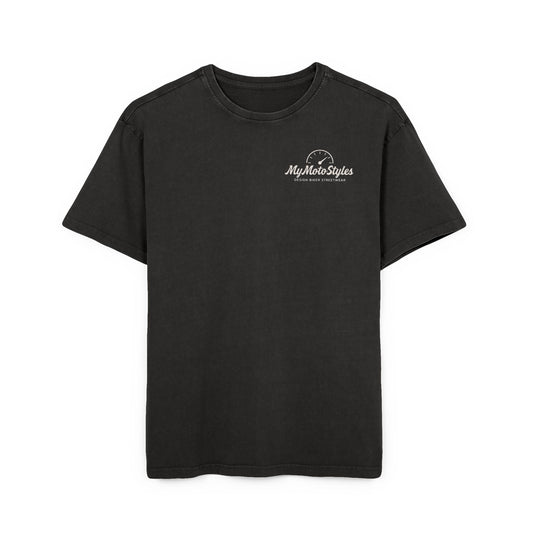 Men's Acid Washed Oversize Tee - Built for the Road Motorcycle T-Shirt