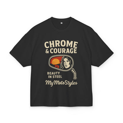 Chrome & Courage Unisex Heavy Cotton Tee - Vintage Motorcycle Graphic Shirt
