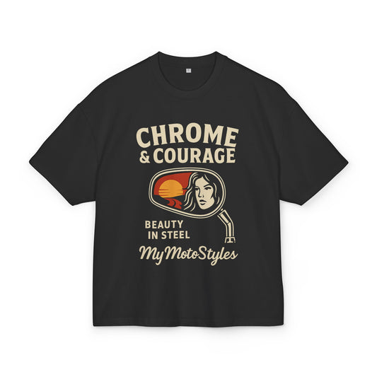 Chrome & Courage Unisex Heavy Cotton Tee - Vintage Motorcycle Graphic Shirt