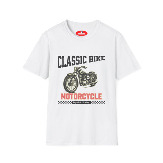 Men's T-Shirt White, Motorcycle, Men's T-Shirt, Classic Bike, Motorcycle, Vintage Design, Gift Biker