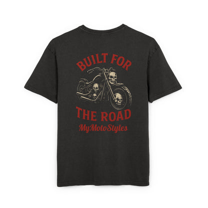 Men's Acid Washed Oversize Tee - Built for the Road Motorcycle T-Shirt
