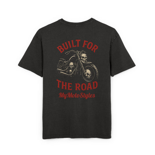 Men's Acid Washed Oversize Tee - Built for the Road Motorcycle T-Shirt