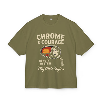 Chrome & Courage Unisex Heavy Cotton Tee - Vintage Motorcycle Graphic Shirt