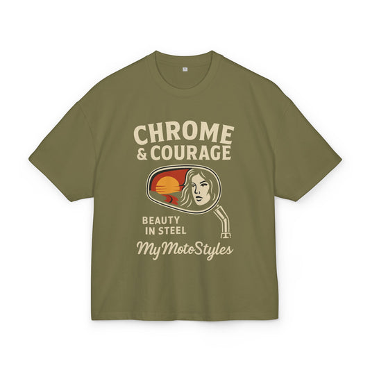 Chrome & Courage Unisex Heavy Cotton Tee - Vintage Motorcycle Graphic Shirt