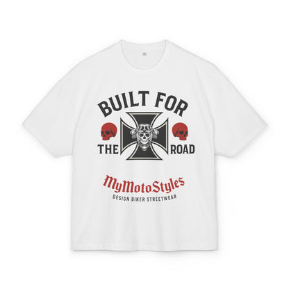 Biker Oversized Unisex T-Shirt - 'Built for the Road Skull' - Design MyMotoStyles