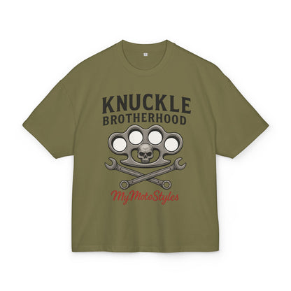 Knuckle Brotherhood - Oversized Biker Heavy Cotton T-Shirt - Unisex Motorcycle Style