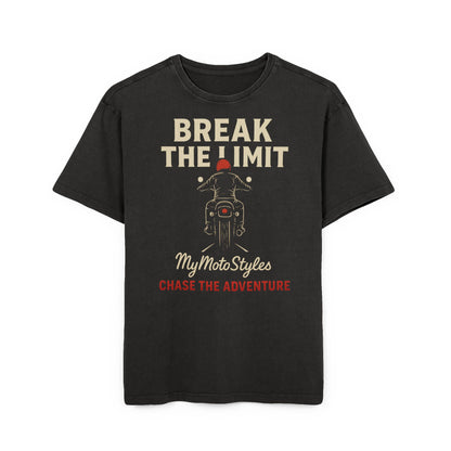 Biker Acid Washed Oversized T-Shirt 'Break The Limit' Adventure Shirt