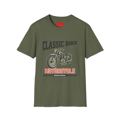 Men's T-Shirt White, Motorcycle, Men's T-Shirt, Classic Bike, Motorcycle, Vintage Design, Gift Biker