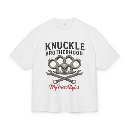Knuckle Brotherhood - Oversized Biker Heavy Cotton T-Shirt - Unisex Motorcycle Style
