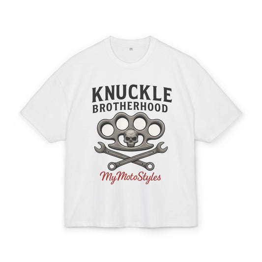 Knuckle Brotherhood - Oversized Biker Heavy Cotton T-Shirt - Unisex Motorcycle Style