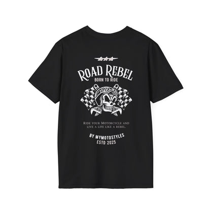 Biker T-Shirt - Road Rebel Men's T-Shirt - Back Print - Motorcycle Shirt - Gift Idea 
